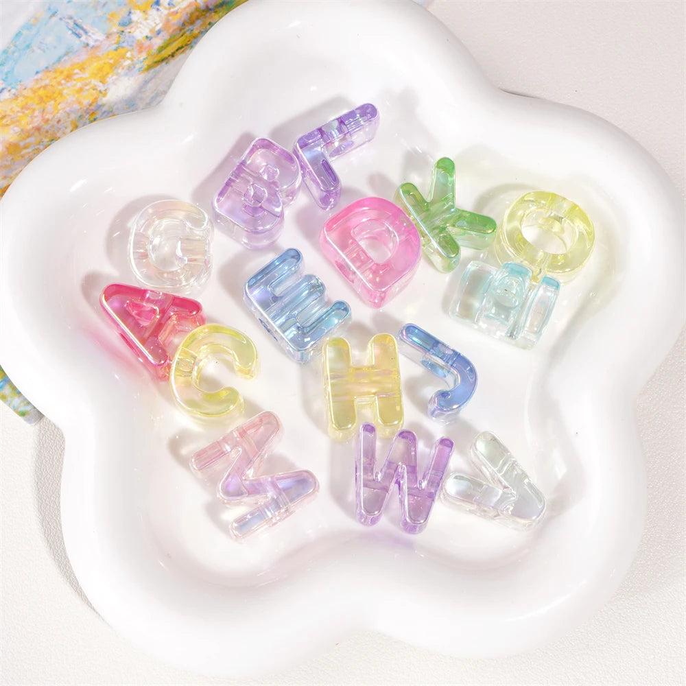 Mixed Color Acrylic Letter Beads – 5PCS Clear Spacer Beads for Jewelry & DIY Crafts