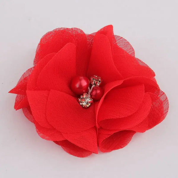 10pcs Mini Chiffon Flowers – 35 Colors for Wedding & Dress Decor