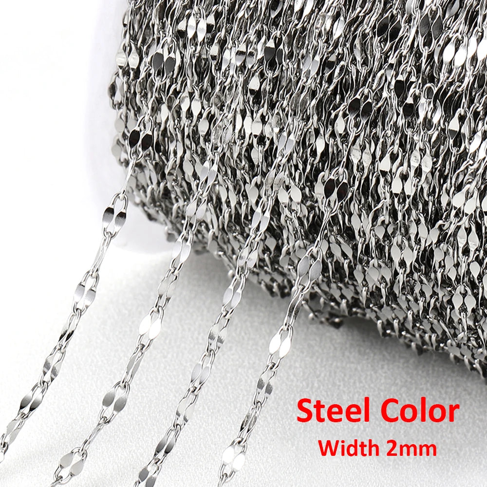 No Fade Stainless Steel Chain – 2M Gold Chain for DIY Jewelry Making