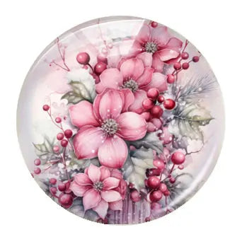 Handmade Christmas X-mas Winter Pink Gnomies Deer Snowman Bells Photo Glass Cabochon Flatback Demo Cameo For Diy Jewelry Making