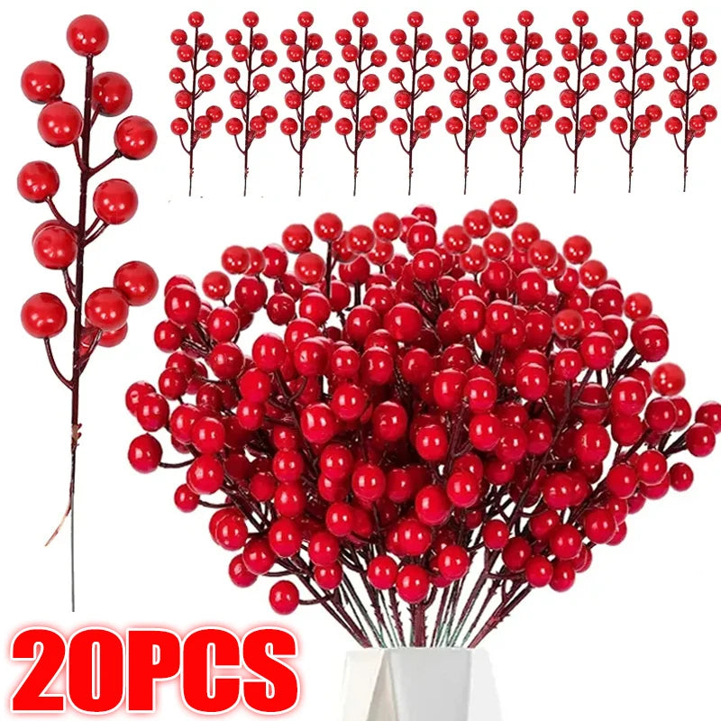 Artificial Holly Berry Stems – Christmas Décor