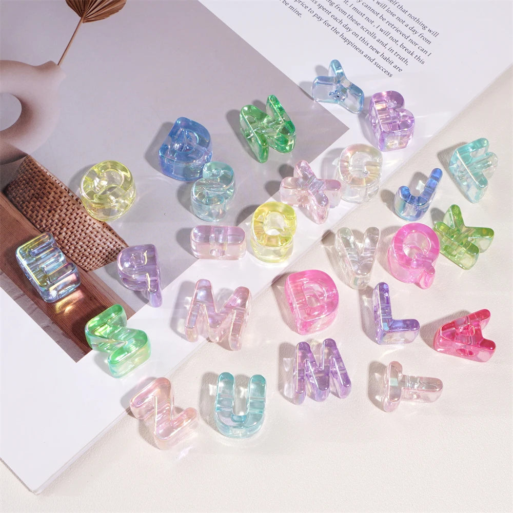 Mixed Color Acrylic Letter Beads – 5PCS Clear Spacer Beads for Jewelry & DIY Crafts