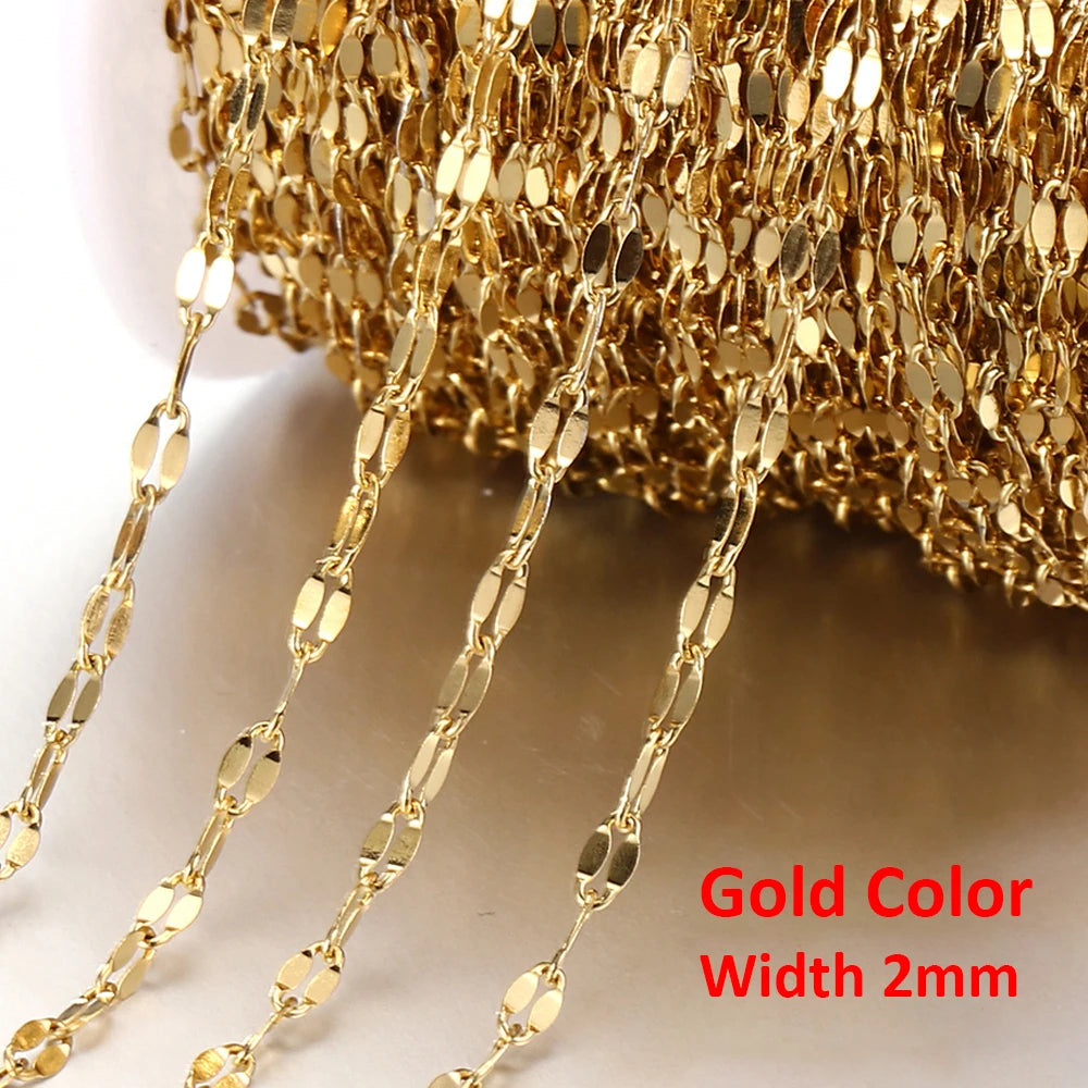 No Fade Stainless Steel Chain – 2M Gold Chain for DIY Jewelry Making