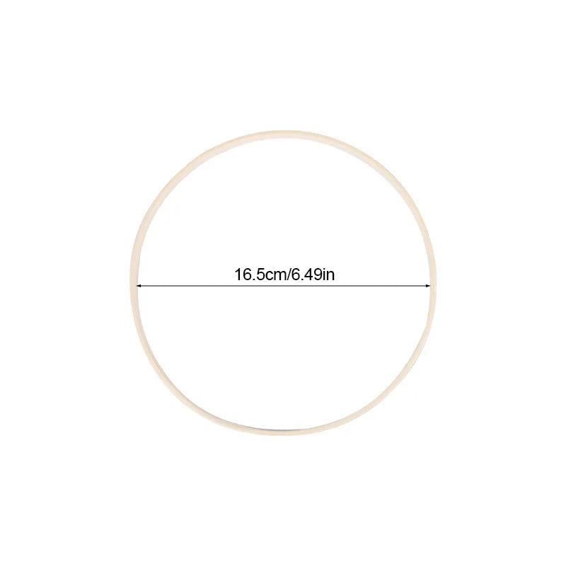 5PCS Wooden Bamboo Hoops – Round Rings for DIY Crafts & Home Décor