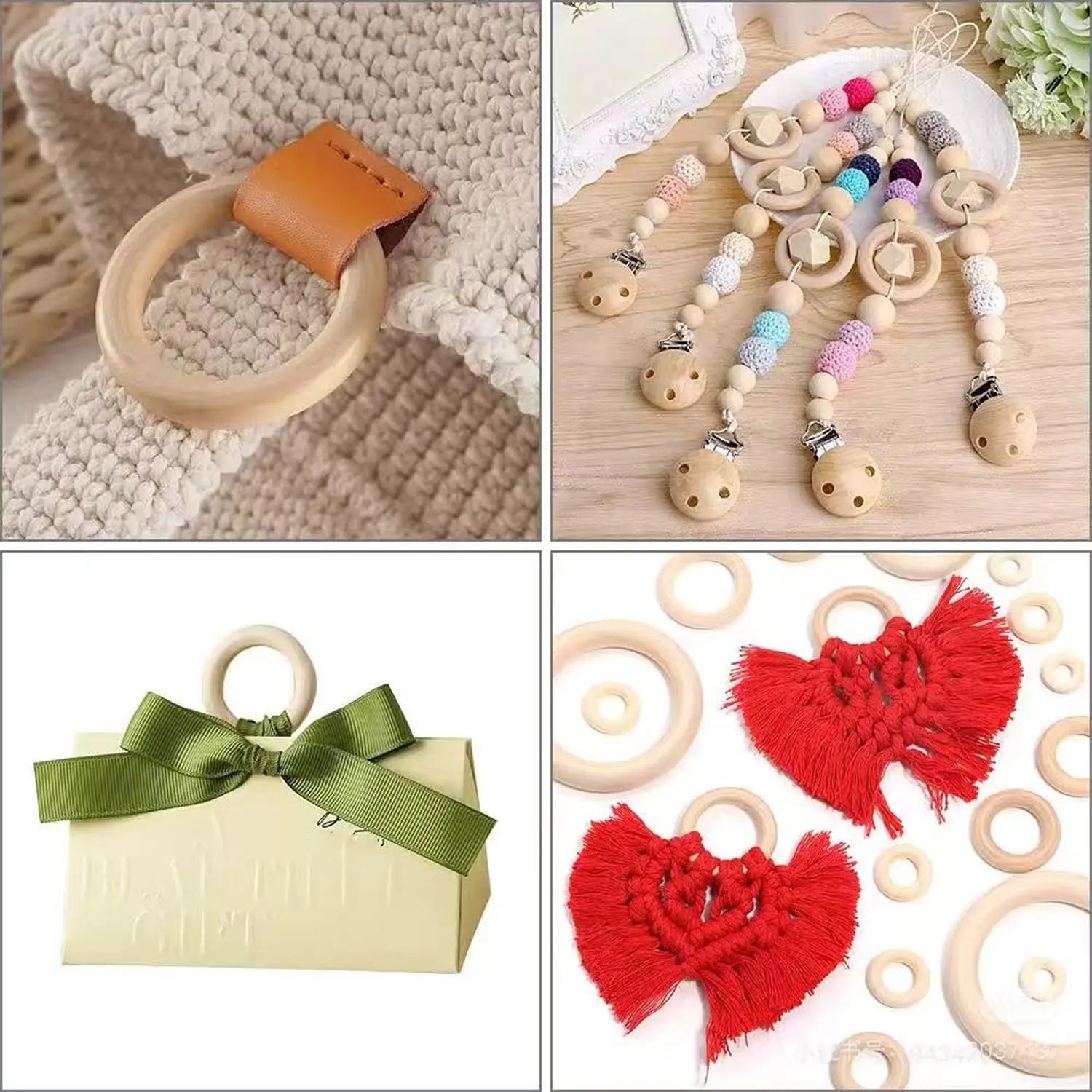 Unfinished Solid Wooden Rings 30–70mm for DIY Crafts