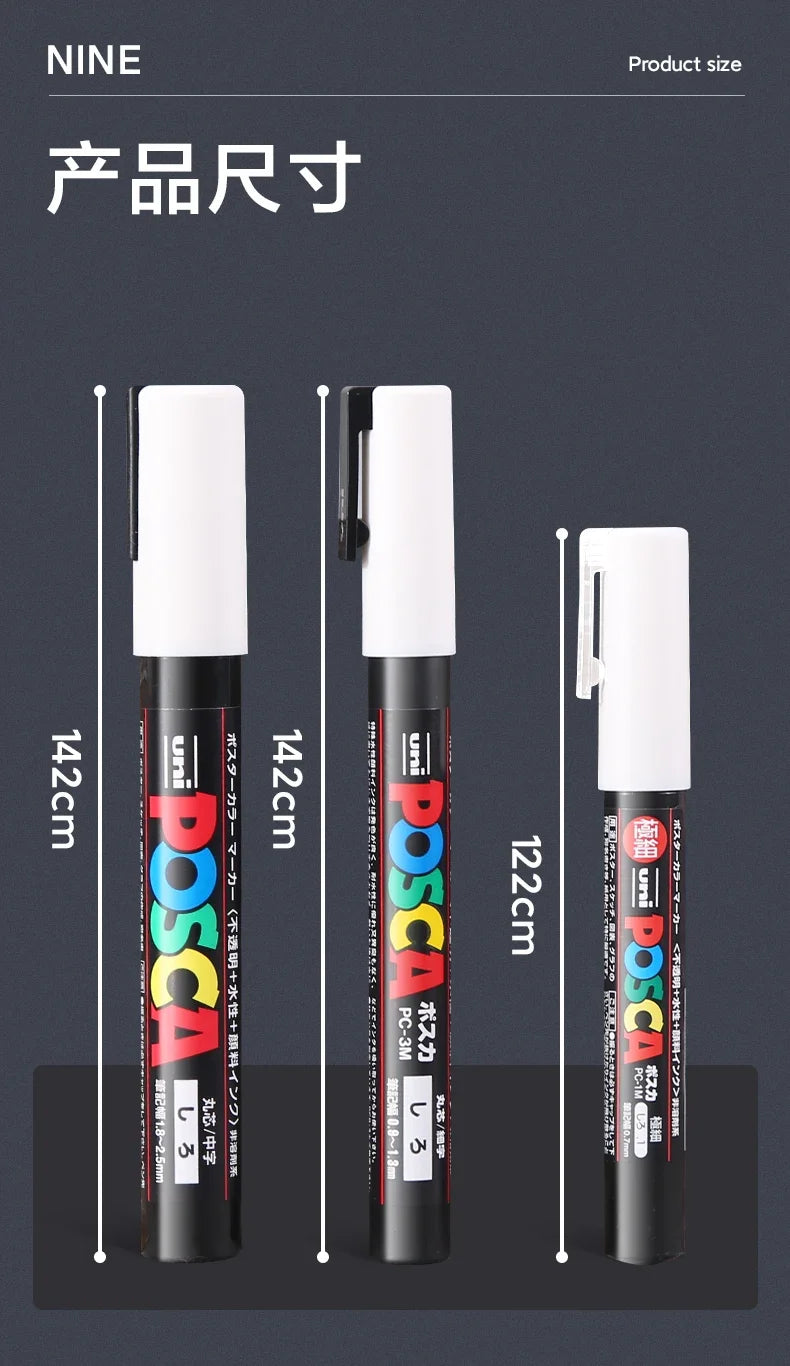 🎨 UNI POSCA Acrylic Paint Marker Set – PC-1M / PC-3M / PC-5M Quick-Dry Permanent Paint Pens