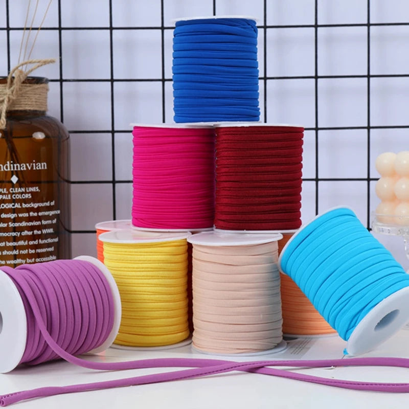 5mm Elastane Cord – Plain Color Hollow Stitched Elastic Band (46 Colors)