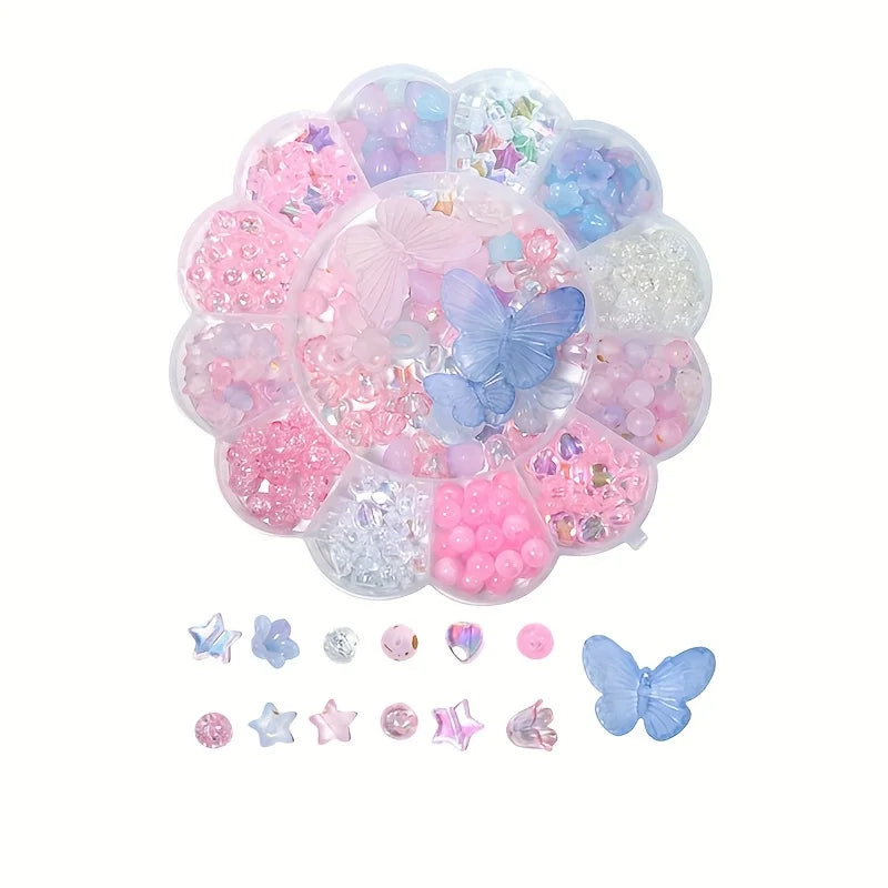 13-Grid Purple Plum Blossom Acrylic Beads Set