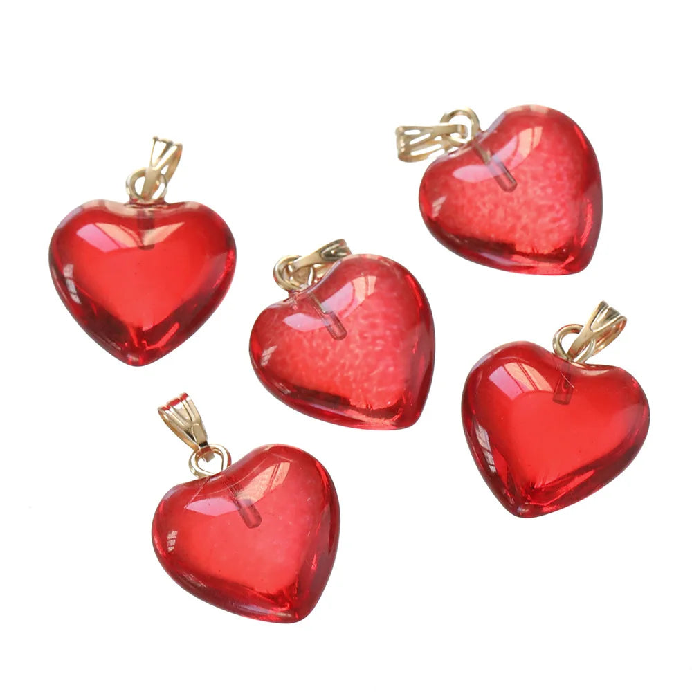 Lampwork Heart Glass Bead Charms (10pcs)