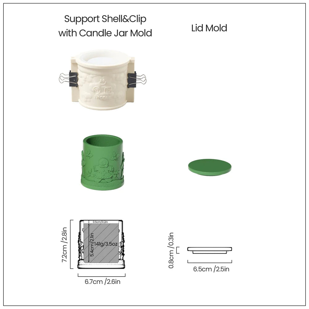 Christmas Candle Jar Silicone Mold – Nicole Christmas Tales Gypsum & Jesmonite Mold
