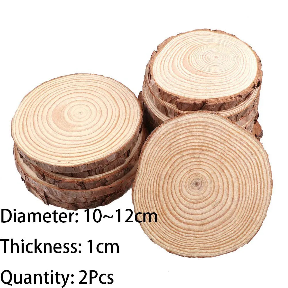 Natural Pine Wood Slices with Bark – 3–16CM Unfinished Round Log Discs (1–10pcs)
