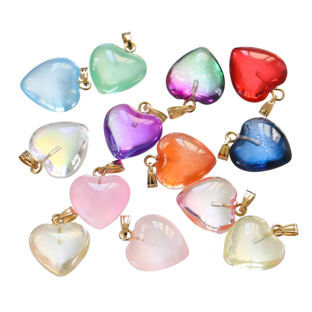 Lampwork Heart Glass Bead Charms (10pcs)