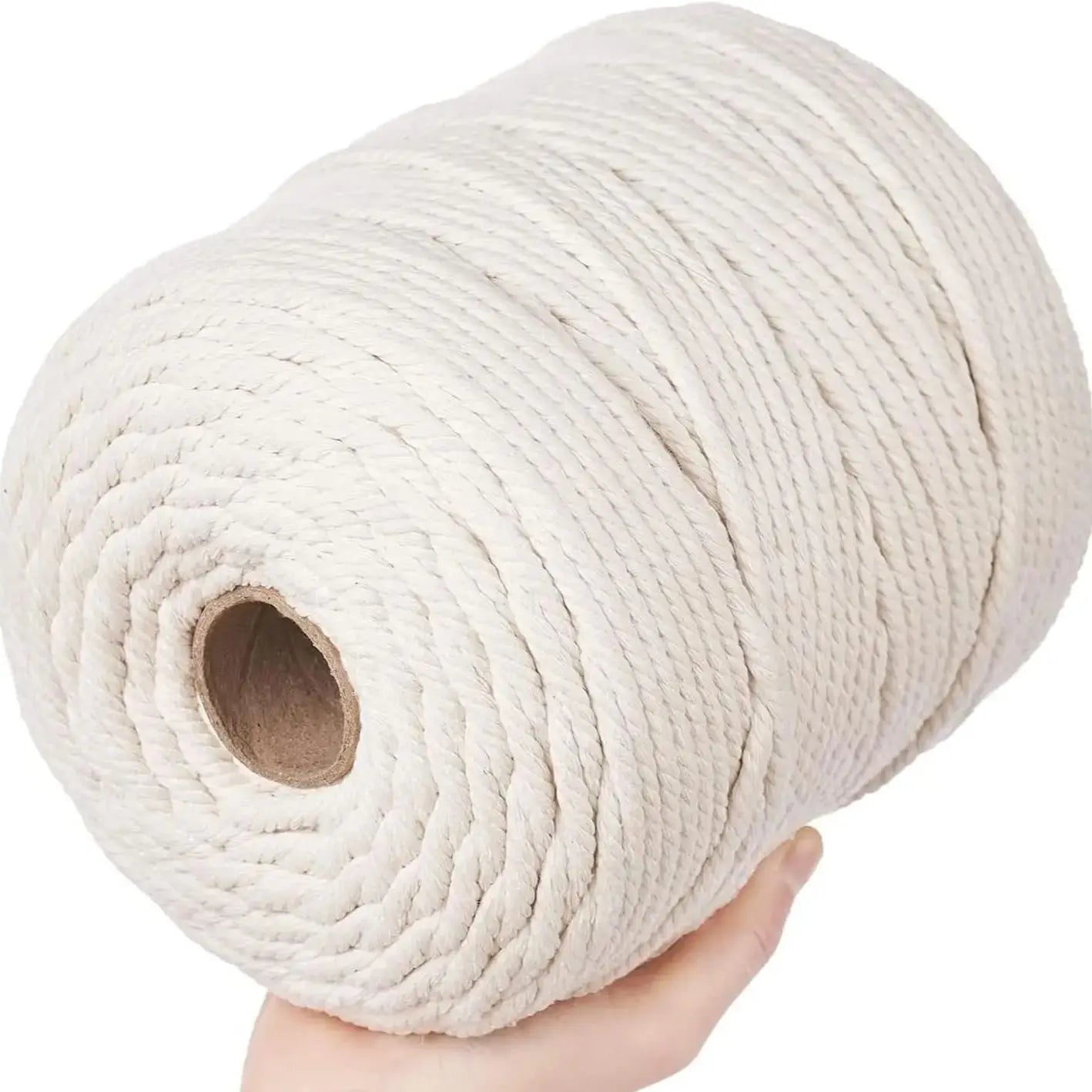 100% Natural Cotton Macrame Cord 4mm – Craft Rope for DIY, Knitting & Décor (Beige)