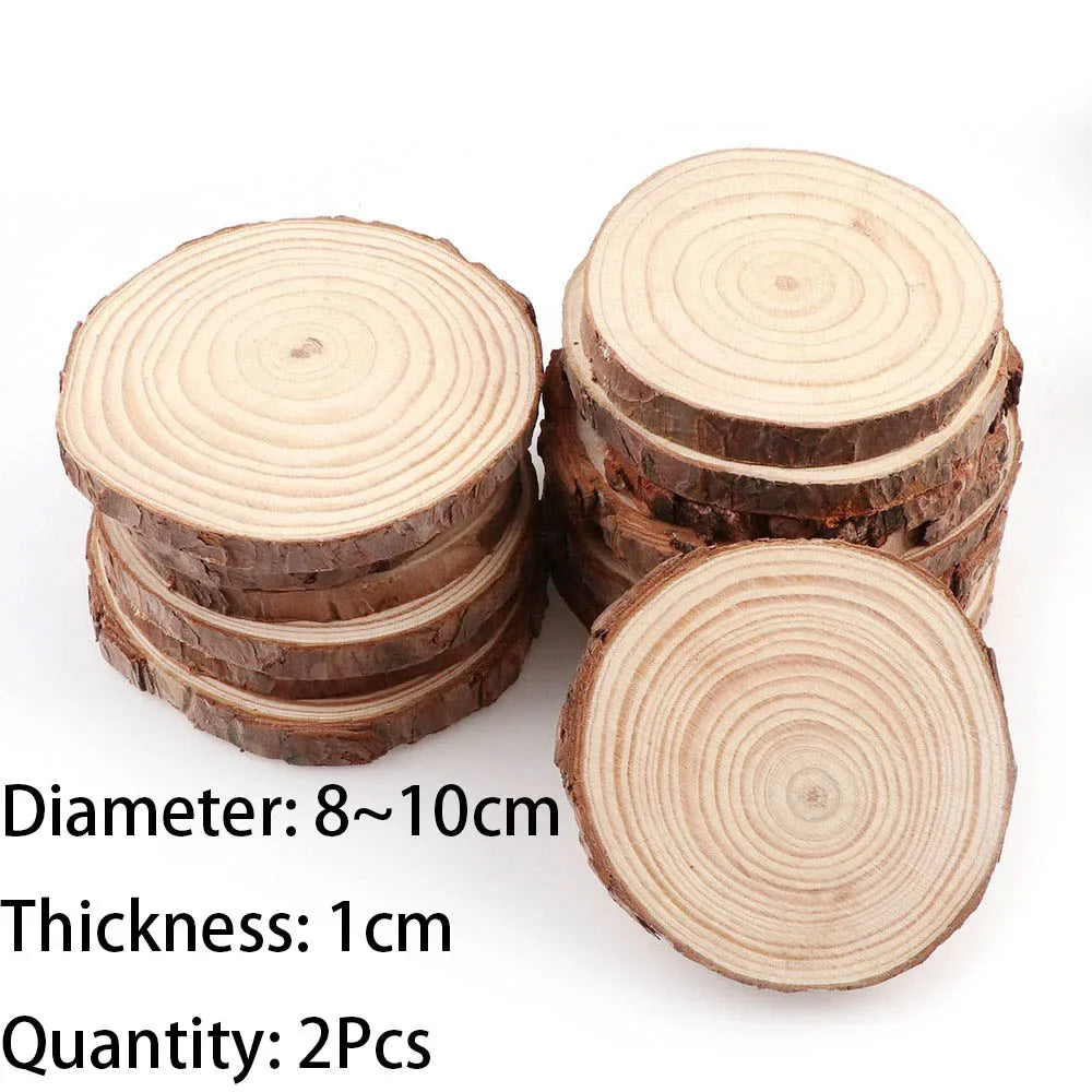 Natural Pine Wood Slices with Bark – 3–16CM Unfinished Round Log Discs (1–10pcs)