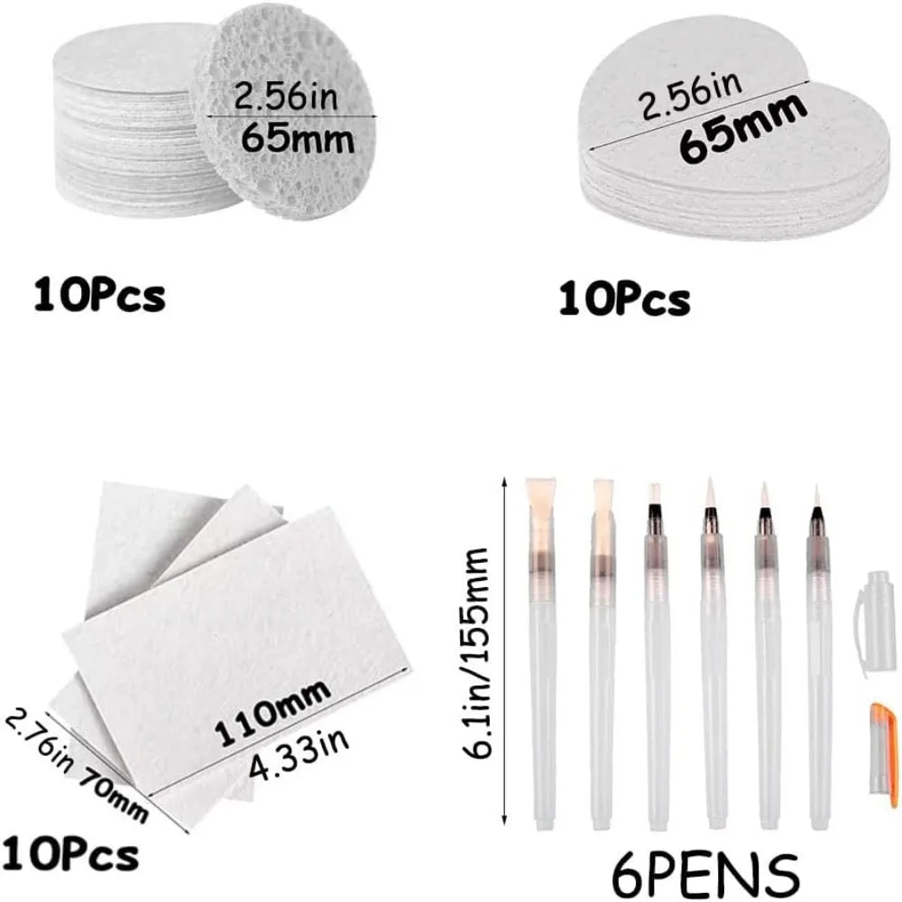 🎨 30PCS 3D Magic Drawing Canvas Sponge with Water Brush – Kids DIY Painting Art Paper Set