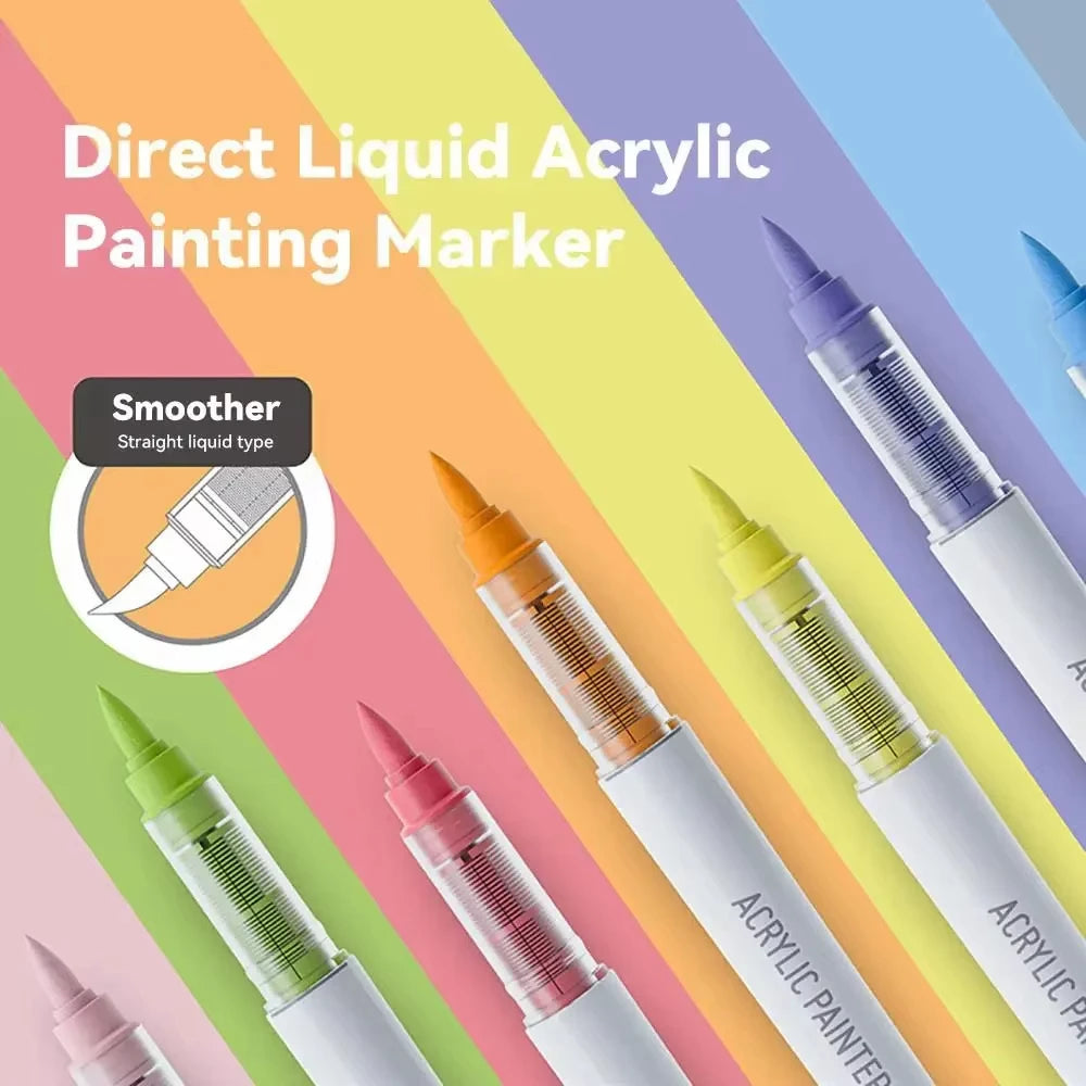 Acrylic Marker Pen Set – 9PCS Soft Brush DIY Paint Art Markers for Students
