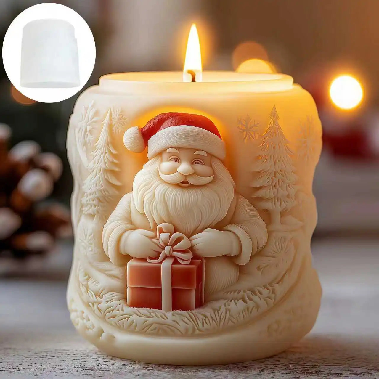 3D Reindeer & Santa Silicone Candle Mold – Christmas Resin Mold