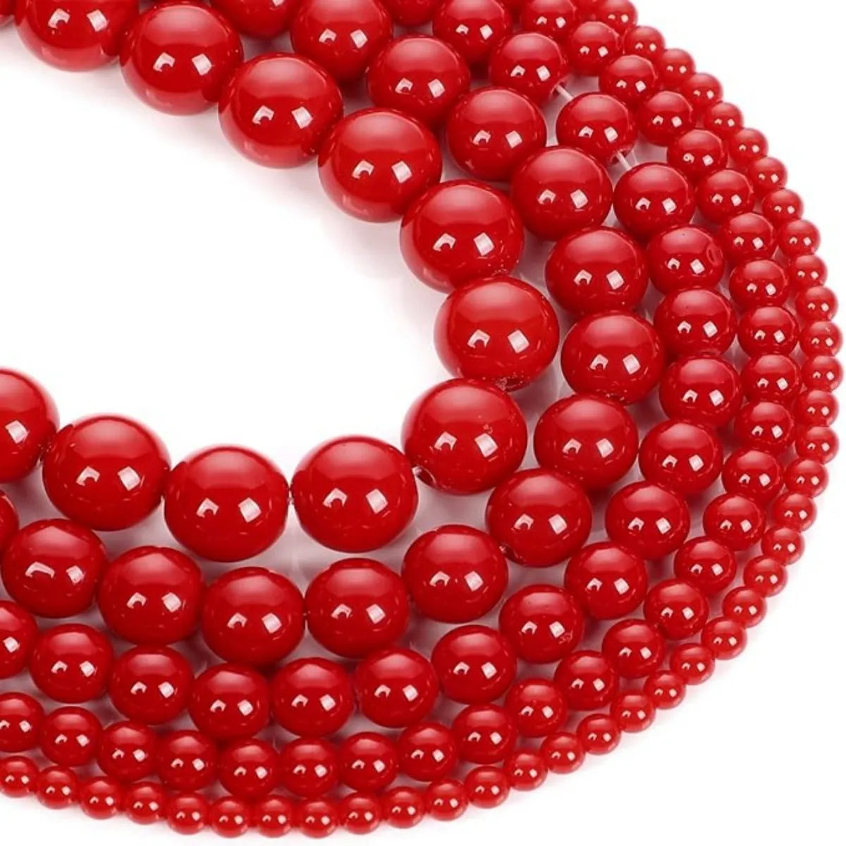 Red Coral Glass Beads – Round Loose Spacer Beads for DIY Jewelry (6/8/10mm)