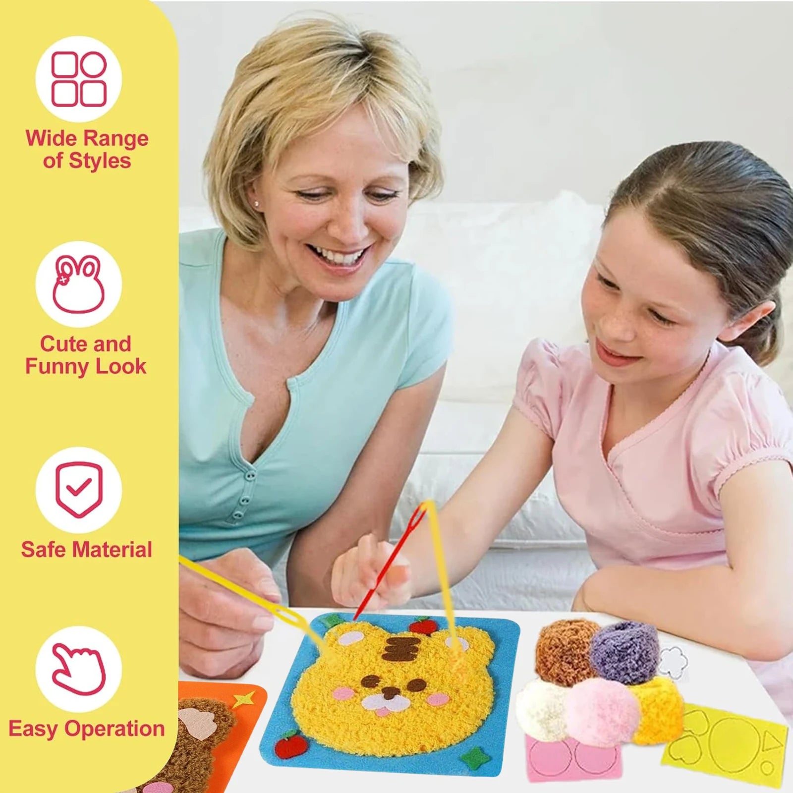 Beginner Kids Sewing Kit – DIY Embroidery & Felt Animal Dolls