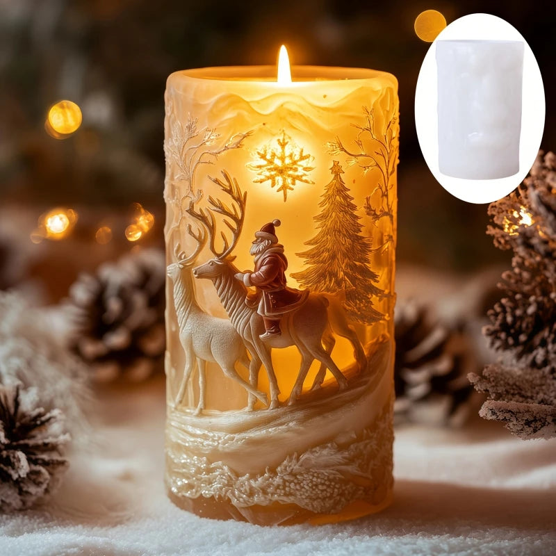 3D Reindeer & Santa Silicone Candle Mold – Christmas Resin Mold