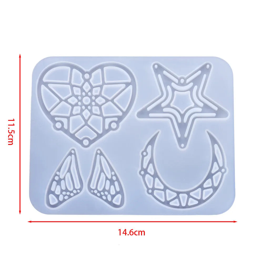 DIY Earring & Charm Mold – Heart, Leaf, Moon Shapes