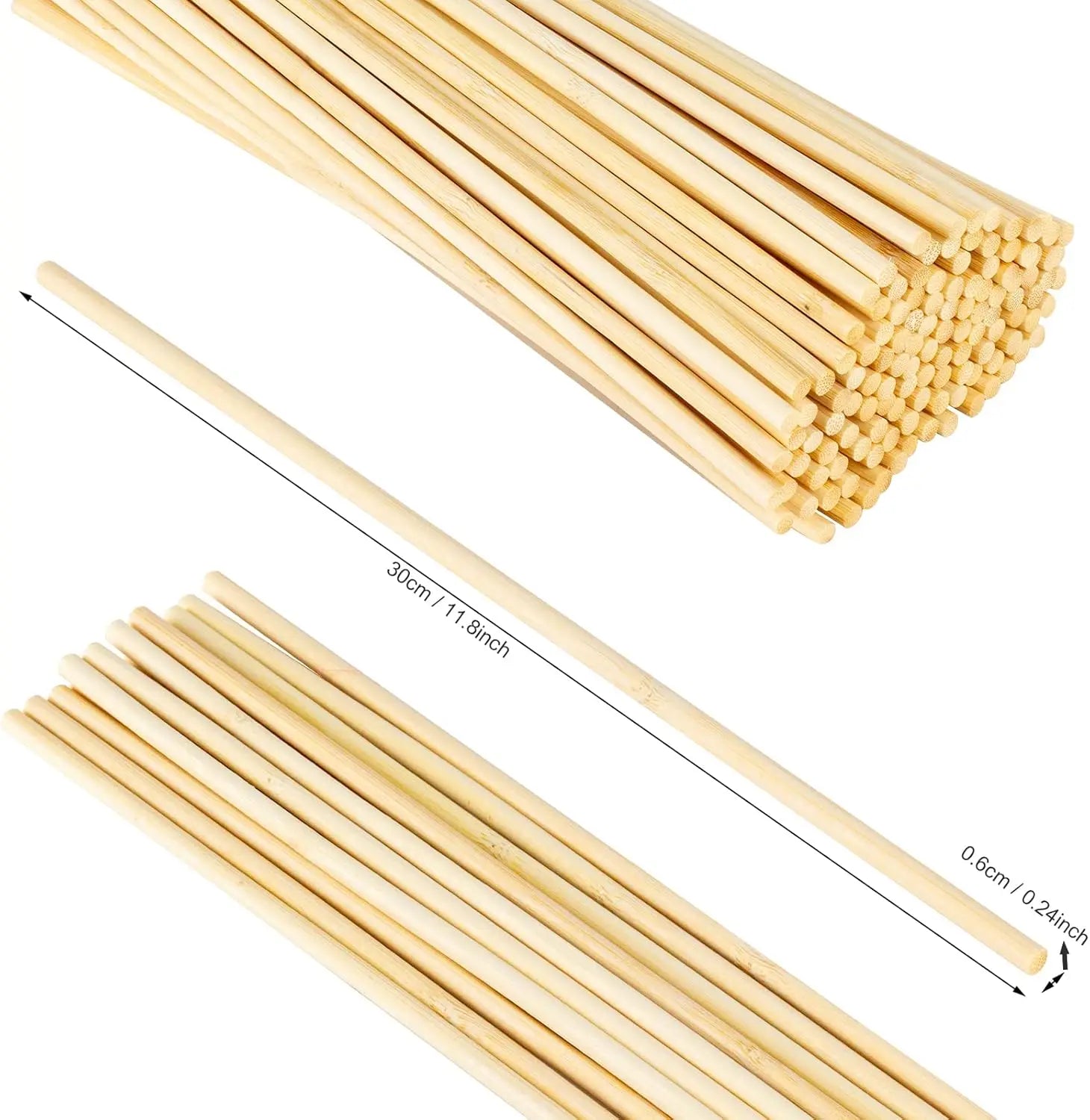 4–8mm Round Bamboo Wooden Sticks – DIY Craft & Woodworking (20/30cm)