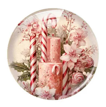 Handmade Christmas X-mas Winter Pink Gnomies Deer Snowman Bells Photo Glass Cabochon Flatback Demo Cameo For Diy Jewelry Making