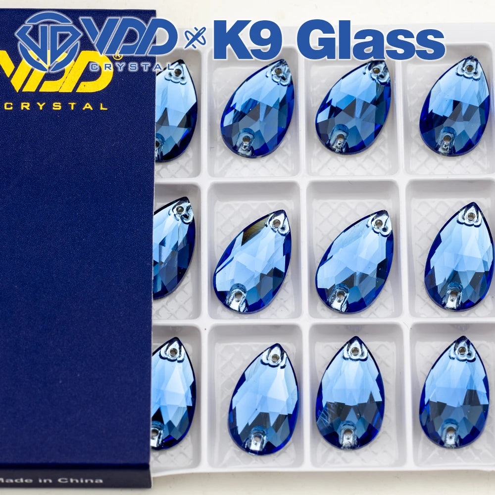 VDD Pear-Shaped K9 Glass Sew-On Rhinestones – Multicolor Crystal Stones