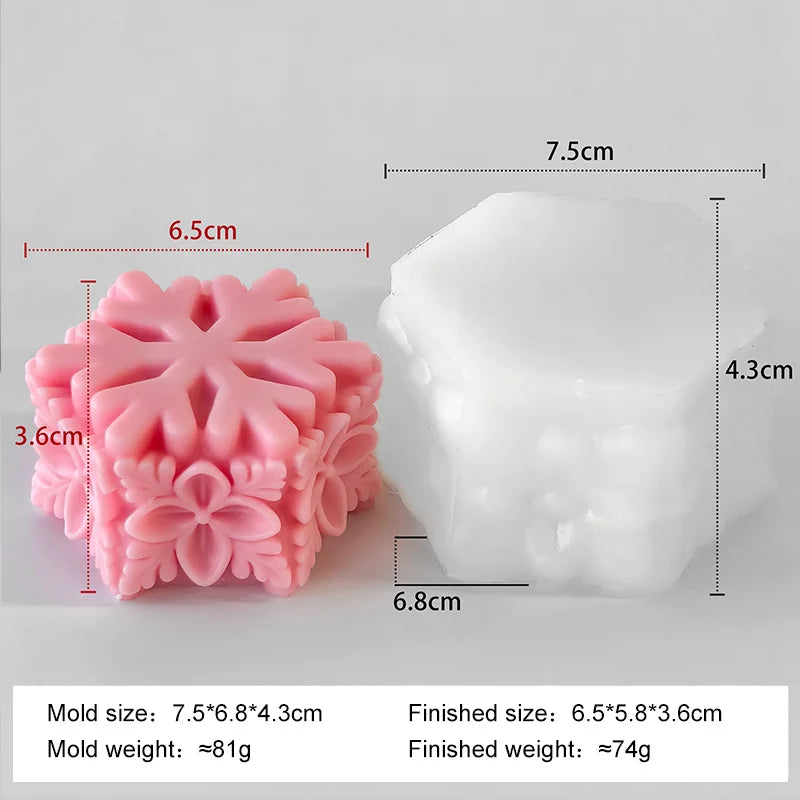 ❄️ Christmas Snowflake Pillar Candle Silicone Mold – DIY Candle, Soap & Chocolate Craft Mould