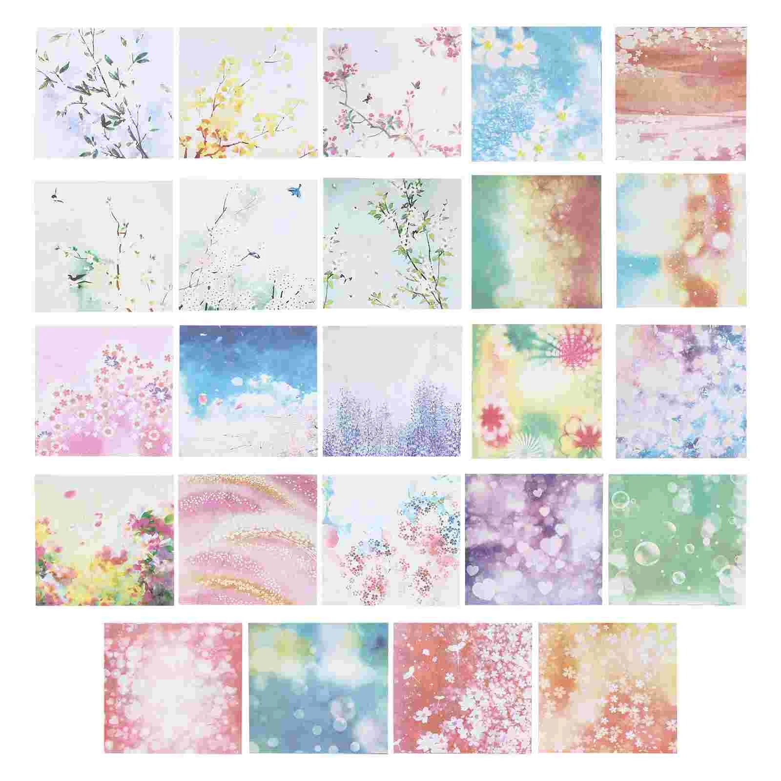 100 Sheets Square Shape Paper Foldings Double Sided Sheet Creative Origami for DIY Crafts Projects Flower+Floral