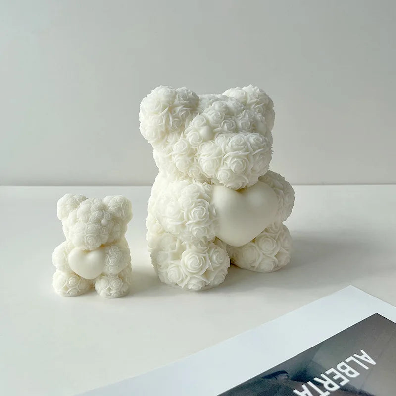Rose Bear 3D Candle Silicone Mold