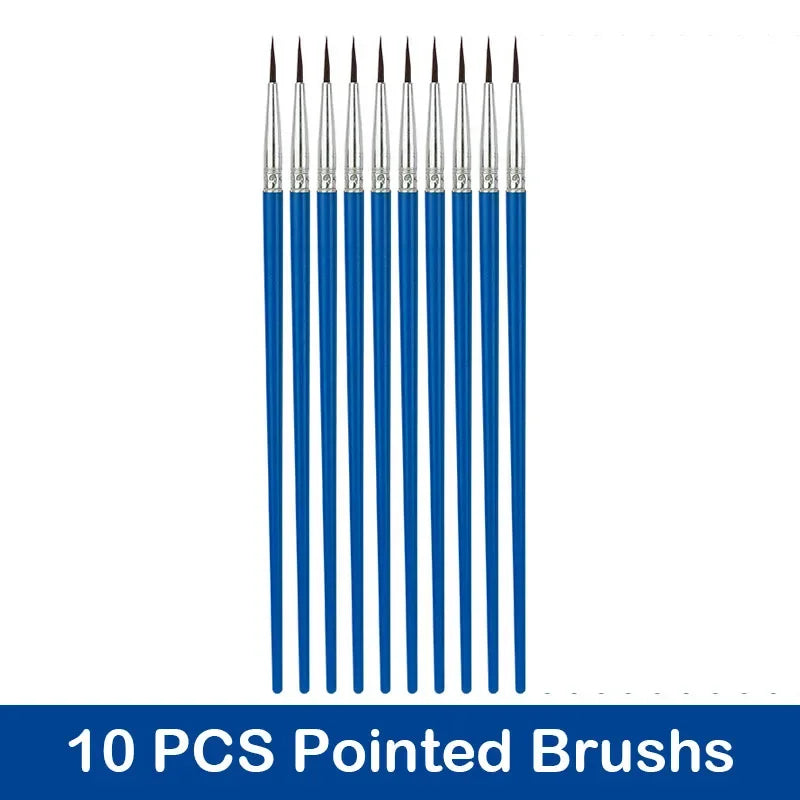Nylon Hair Paint Brushes – Round & Flat Brush Set for Oil, Acrylic & Watercolor