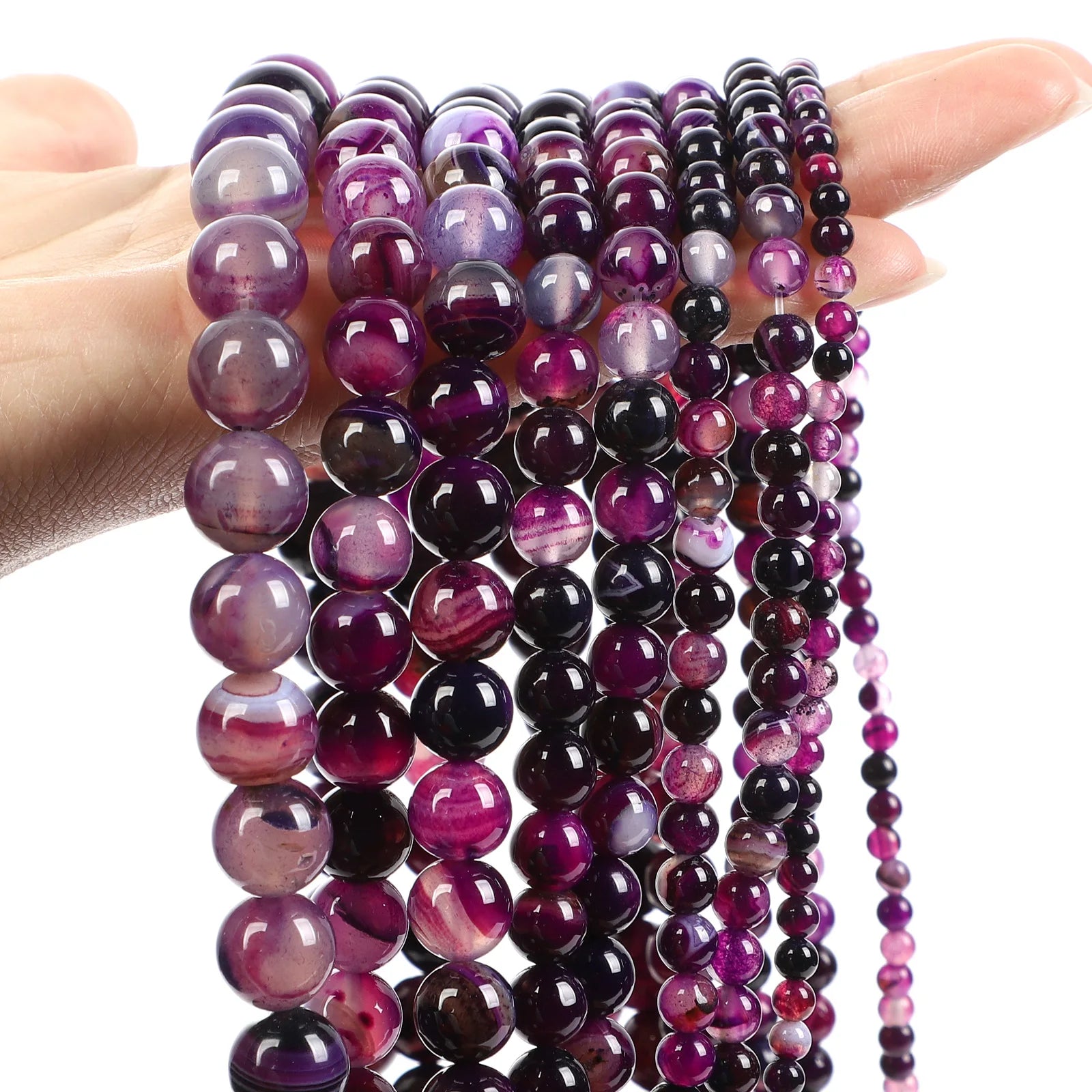 Purple Natural Stone Beads – Amethyst, Agate & Tourmaline for DIY Jewelry