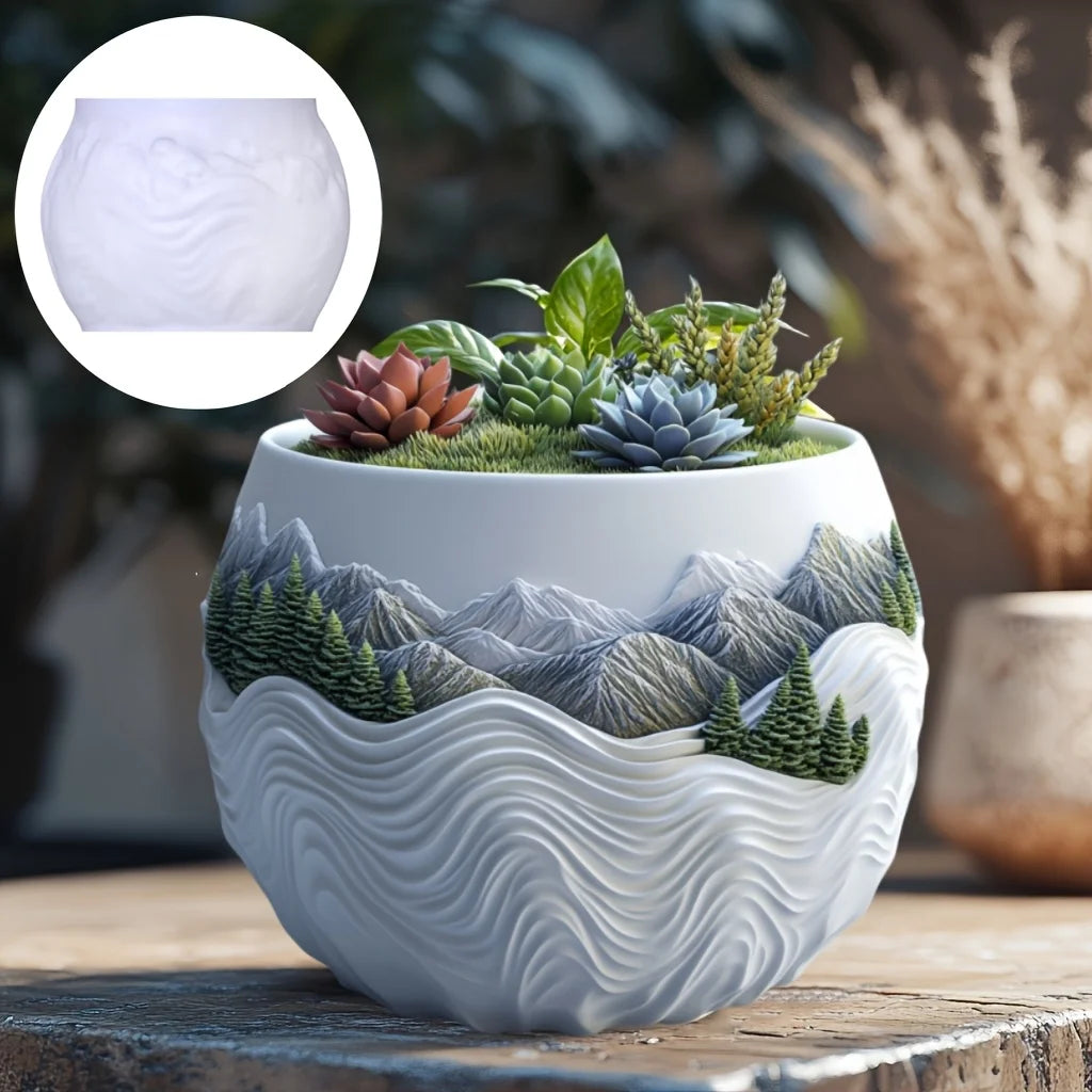 Mountain Landscape Silicone Mold – DIY Resin Planter, Trinket Box & Candle Cup