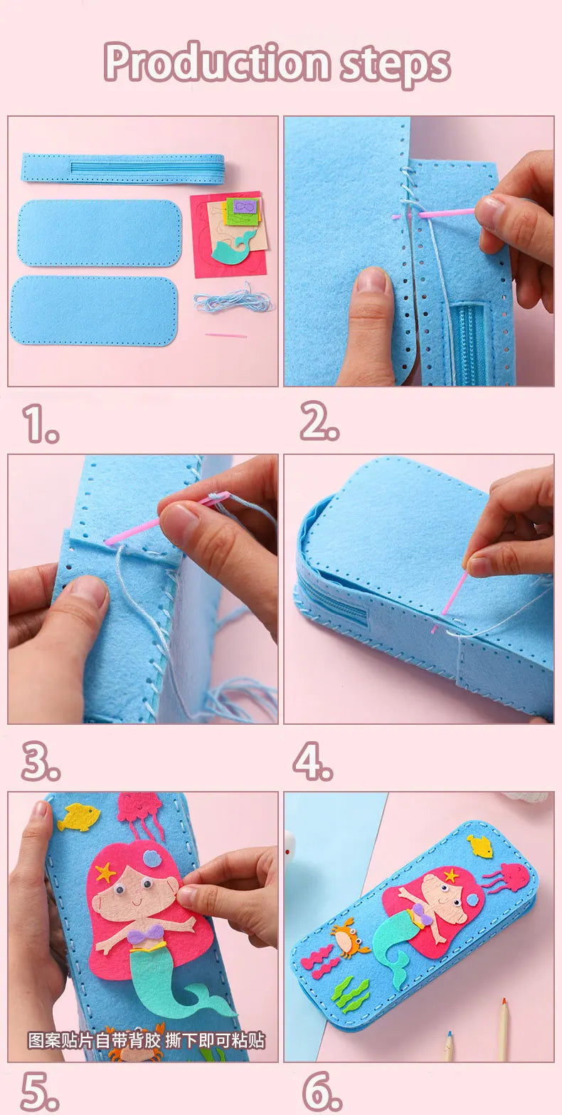 DIY Sewing Stationery Bag Kit – Non-Woven Craft Set for Kids