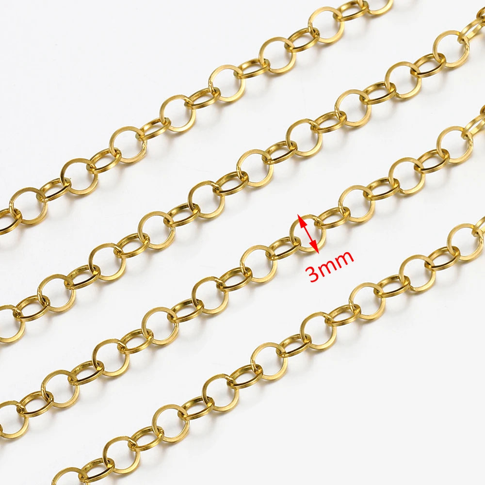 No Fade Stainless Steel Chain – 2M Gold Chain for DIY Jewelry Making