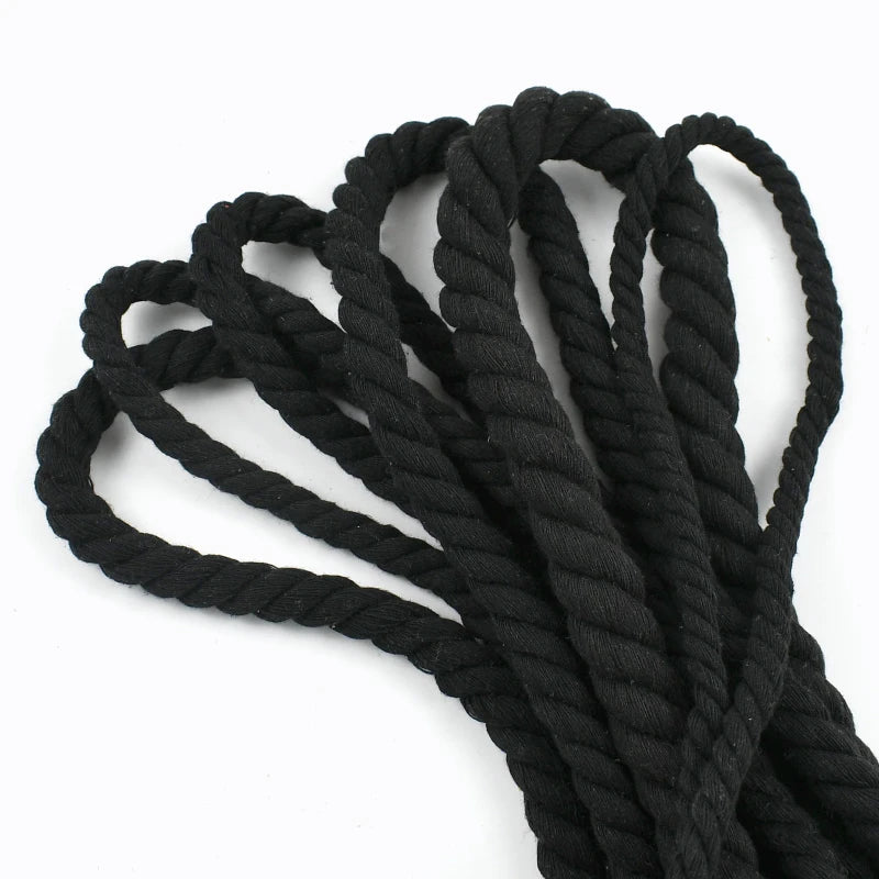Black Macrame Cord – 2–10M Twisted Cotton Rope (5–20mm) for DIY Crafts & Home Décor