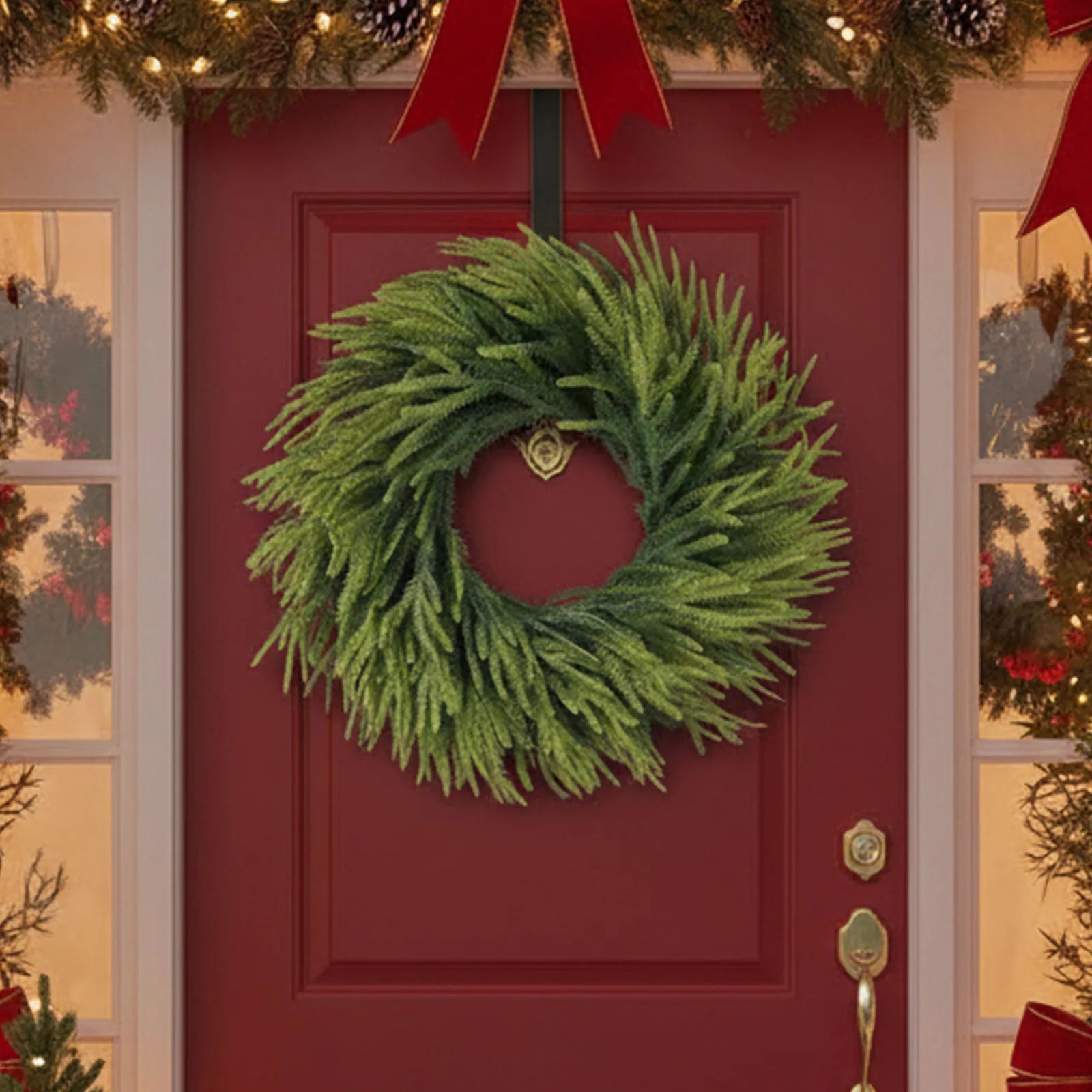 Norfolk Pine Wreath – Artificial Pine Cone & Flower Garland for Christmas & Weddings