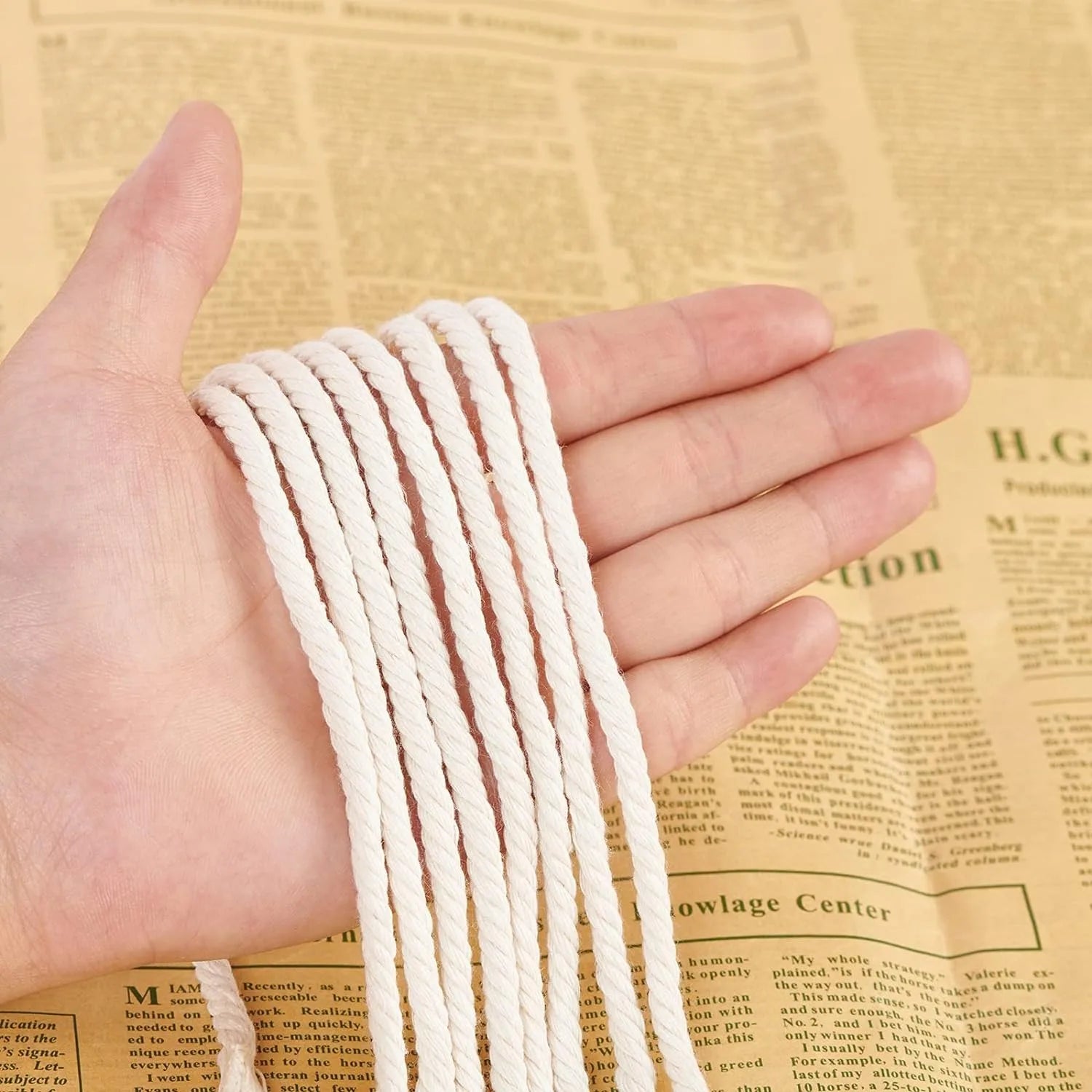 100% Natural Cotton Macrame Cord 4mm – Craft Rope for DIY, Knitting & Décor (Beige)