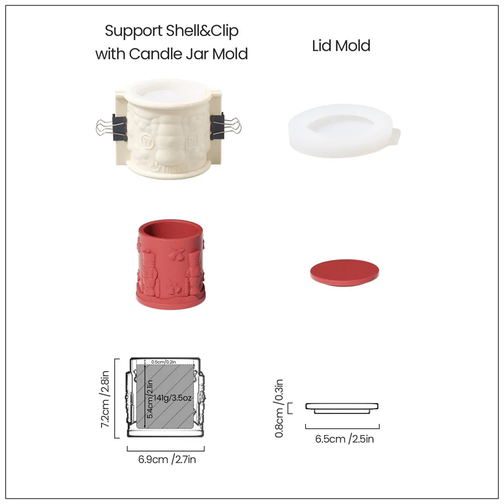 Christmas Candle Jar Silicone Mold – Nicole Christmas Tales Gypsum & Jesmonite Mold