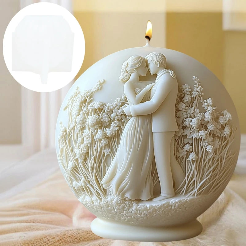 Couple Embossed Spherical Candle Mold