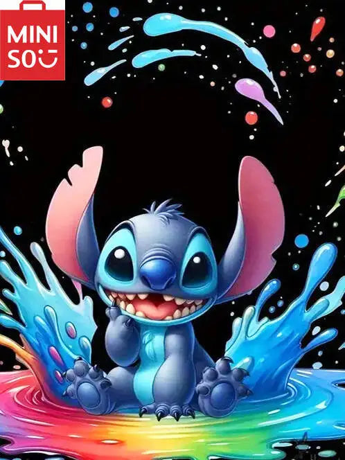 Disney Stitch Paint by Numbers – Frameless Cartoon Wall Art for Home & Bedroom