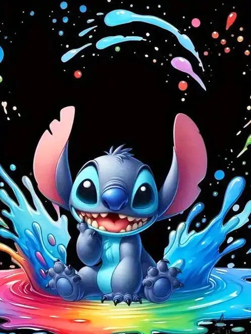 Disney Stitch Paint by Numbers – Frameless Cartoon Wall Art for Home & Bedroom