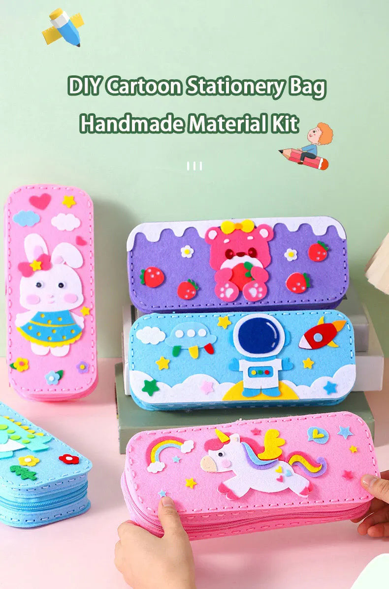 DIY Sewing Stationery Bag Kit – Non-Woven Craft Set for Kids