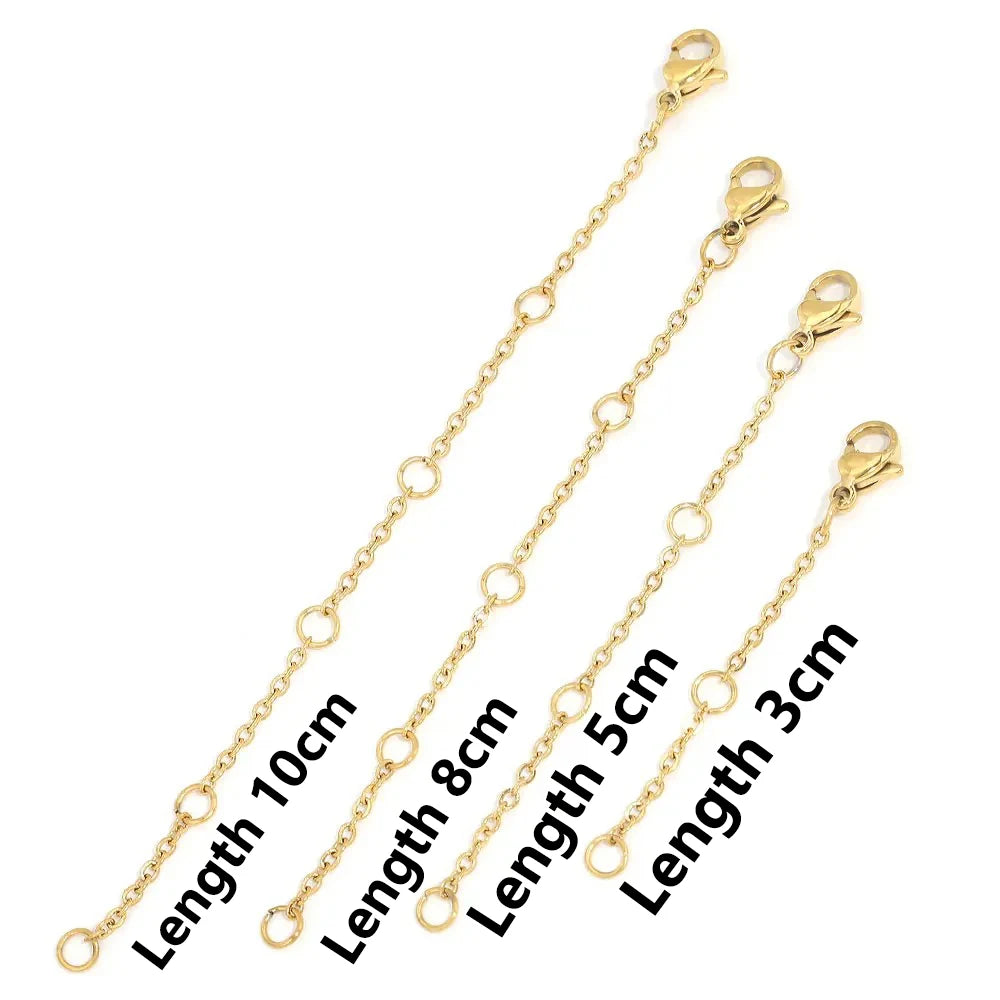 10PCS Stainless Steel Extension Chains with Lobster Clasps – DIY Jewelry Connectors