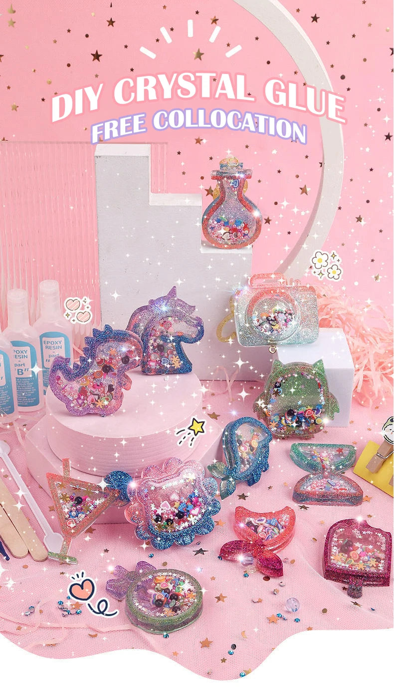 Kids DIY Crystal Glue Keychain Craft Kit – Fun Art Set for Girls