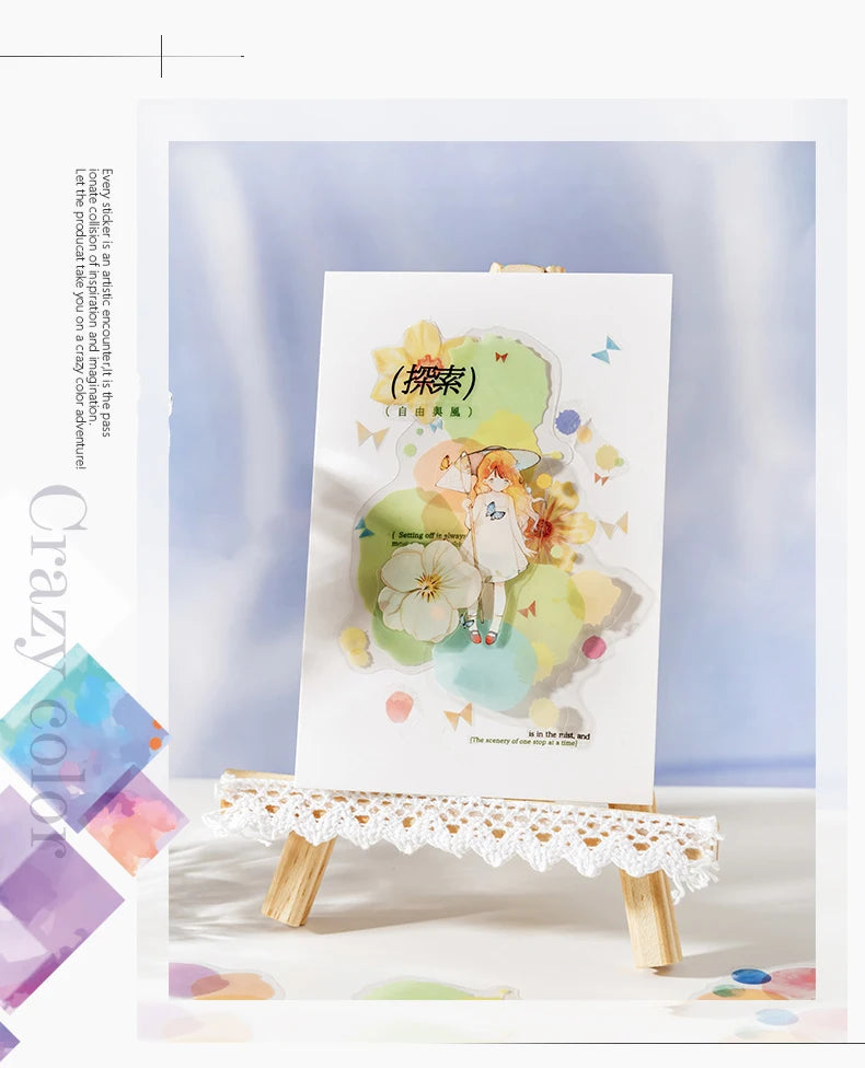 Watercolor Cartoon Stickers – 20PCS Aesthetic Scrapbook & Journal Label Set