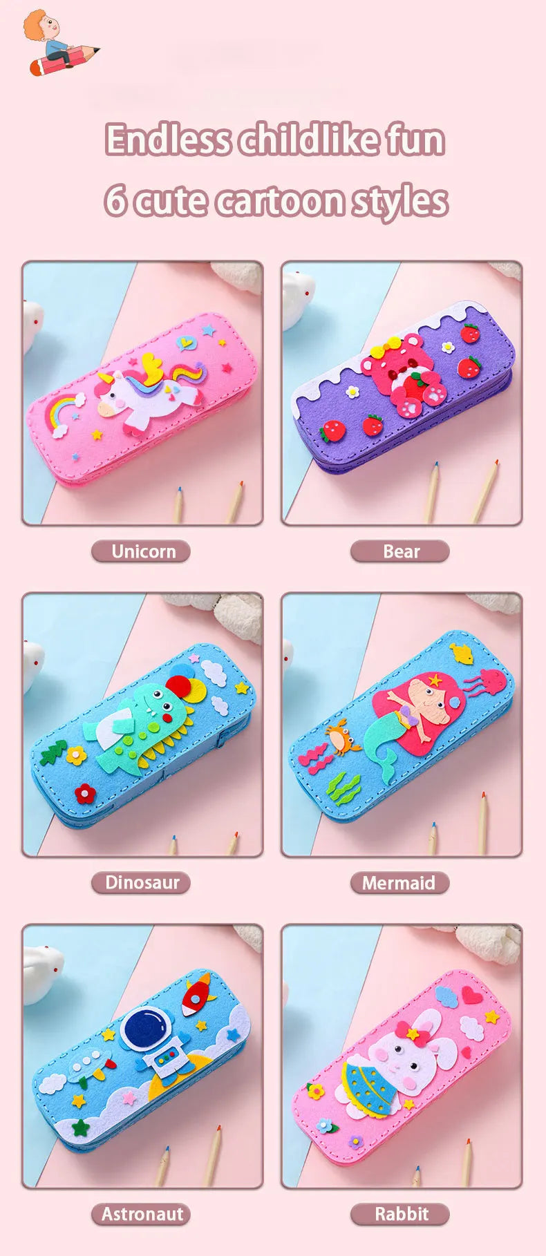 DIY Sewing Stationery Bag Kit – Non-Woven Craft Set for Kids