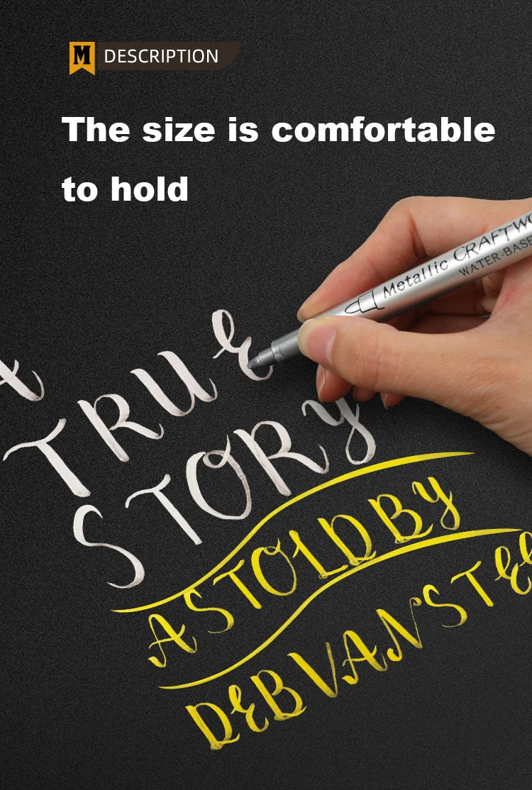 2/1Pc Brush Metallic Marker Pens Gold Silver Color Permanent Art Marker For Manga Crafts Scrapbooking School Stationery Supplies