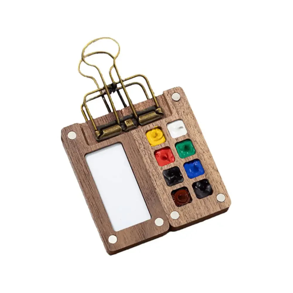 Mini Walnut Wood Watercolor Palette – 15 Grid